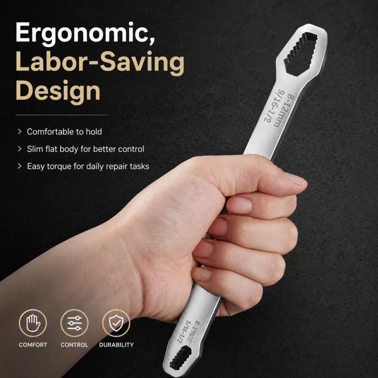 8-24mm Universal Double-Ended Wrench Self-Tightening Torx Wrench Adjustable Spanner Tool For Auto, Plumbing, Bicycle & Home Repair
