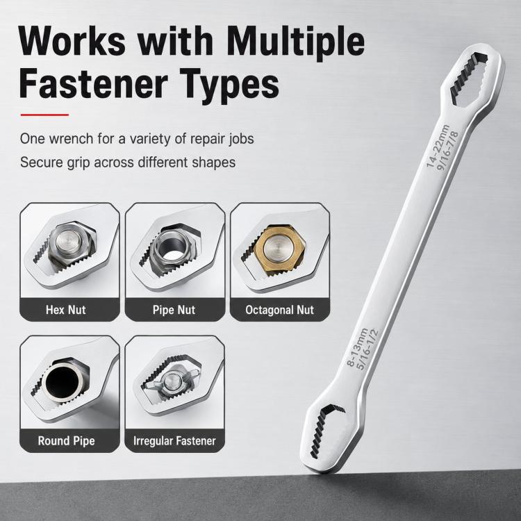 8-24mm Universal Double-Ended Wrench Self-Tightening Torx Wrench Adjustable Spanner Tool For Auto, Plumbing, Bicycle & Home Repair