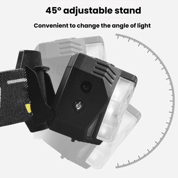 GY26 9LED Smart Motion-Sensor Headlamp, Outdoor COB Red Warning Waterproof Night Fishing Light, Rechargeable, Battery