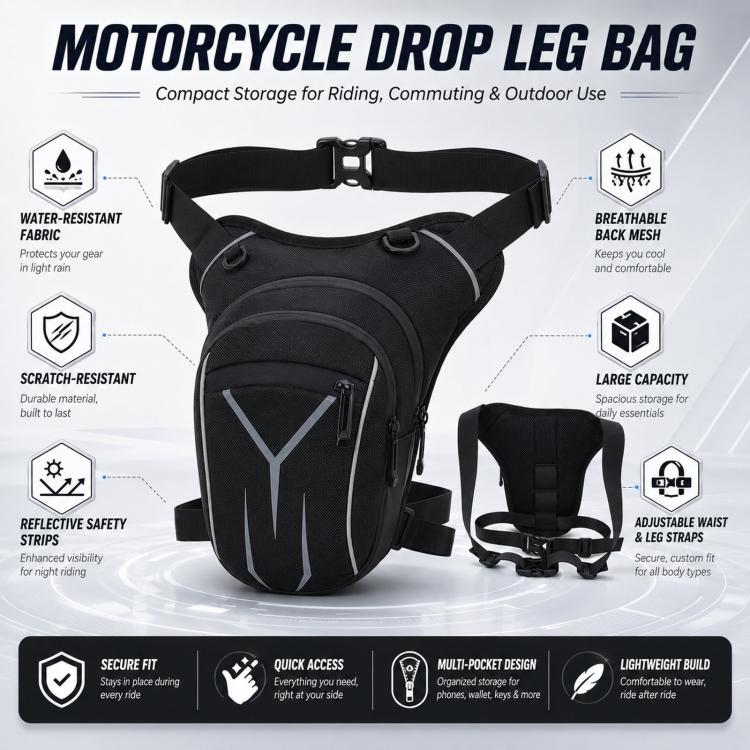 Men Waterproof Crossbody Bag Outdoor Large-Capacity Sports Waist Bag Motorcycle Riding Leg Bag