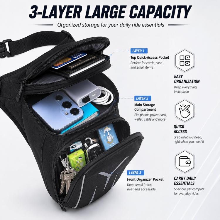 Men Waterproof Crossbody Bag Outdoor Large-Capacity Sports Waist Bag Motorcycle Riding Leg Bag