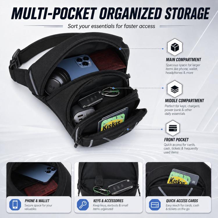 Men Waterproof Crossbody Bag Outdoor Large-Capacity Sports Waist Bag Motorcycle Riding Leg Bag