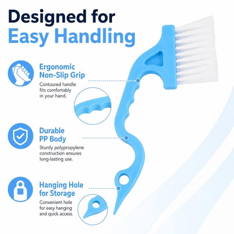 Window Track Cleaning Brush Swan-Neck Crevice Brush with Built-in Scraper, Hand-Held Groove Gap Cleaning Tools