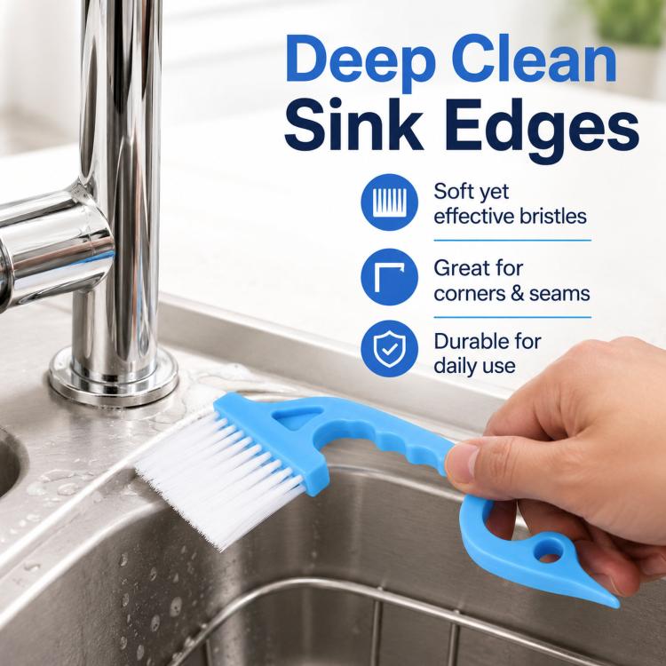 Window Track Cleaning Brush Swan-Neck Crevice Brush with Built-in Scraper, Hand-Held Groove Gap Cleaning Tools