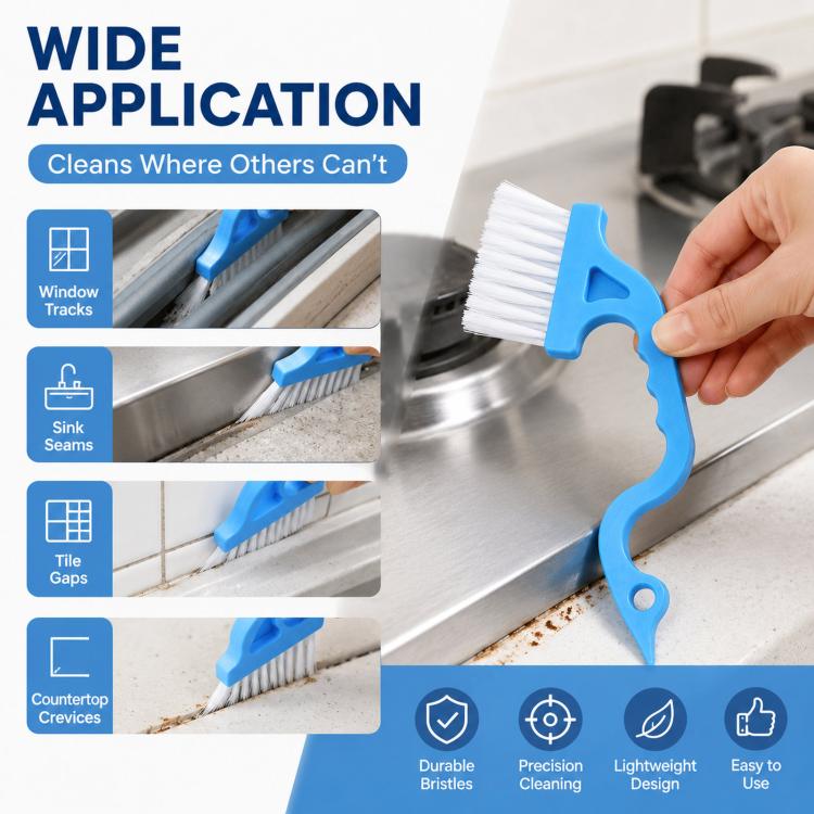 Window Track Cleaning Brush Swan-Neck Crevice Brush with Built-in Scraper, Hand-Held Groove Gap Cleaning Tools