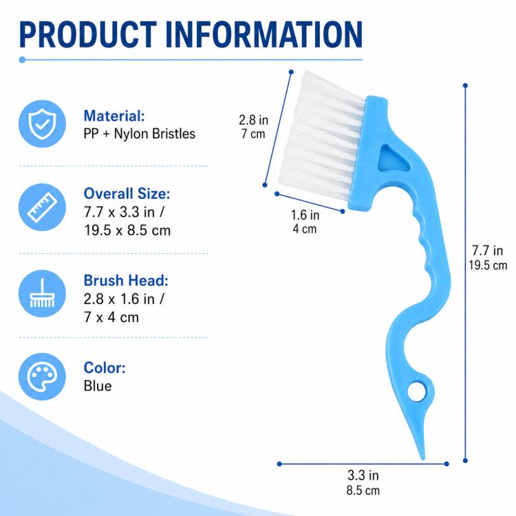 Window Track Cleaning Brush Swan-Neck Crevice Brush with Built-in Scraper, Hand-Held Groove Gap Cleaning Tools