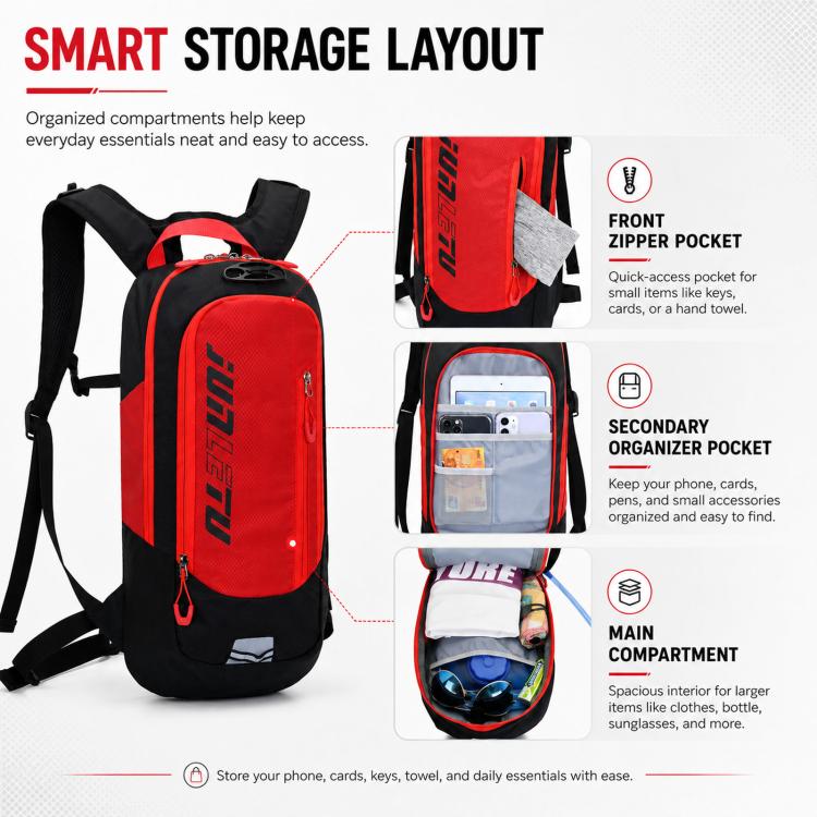 JUNLETU Hiking Trail Running Mountaineering Backpack Running Fitness Outdoor Cycling Hydration Pack