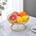 Home Iron Round Fruit & Candy Plate, Desktop Snack & Pastry Tray, Small White Gold