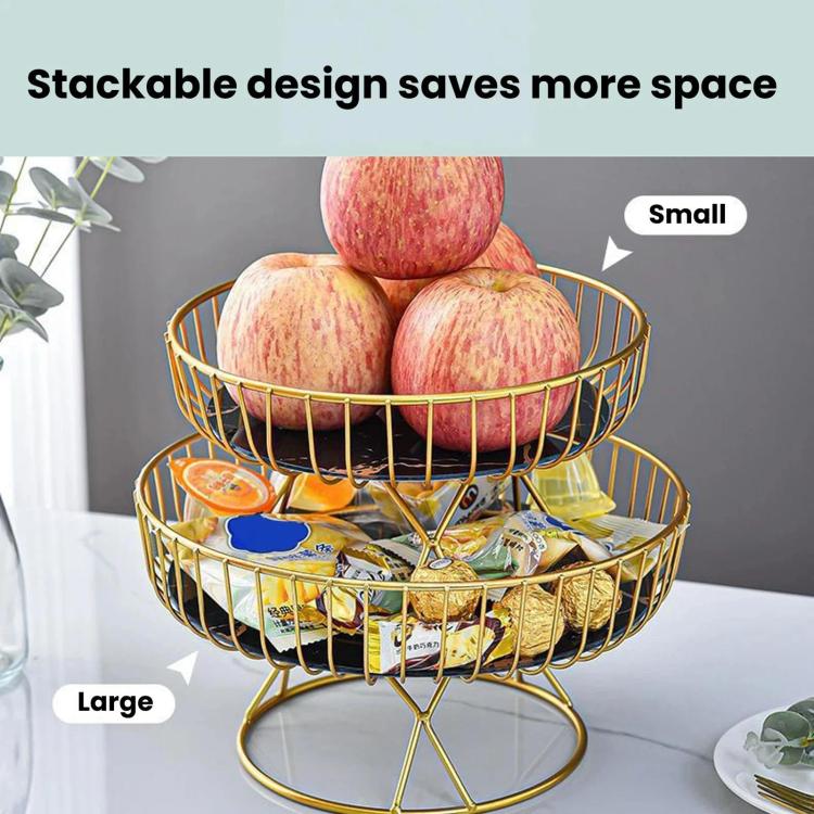 Home Iron Round Fruit & Candy Plate, Desktop Snack & Pastry Tray, Small White Gold