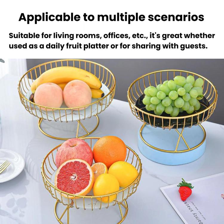 Home Iron Round Fruit & Candy Plate, Desktop Snack & Pastry Tray, Small White Gold
