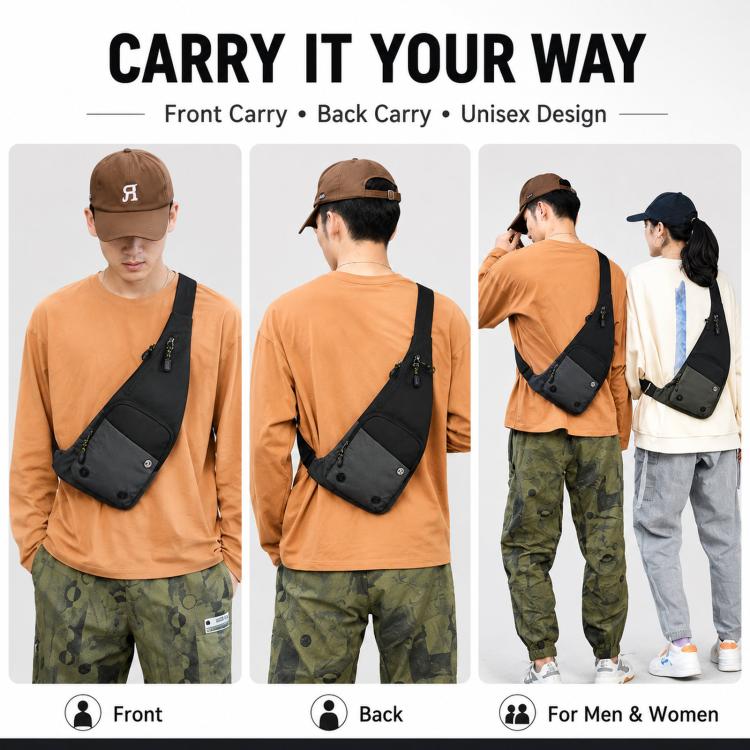 Crossbody Bag Color-Blocked Waterproof Sports Casual Chest Bag