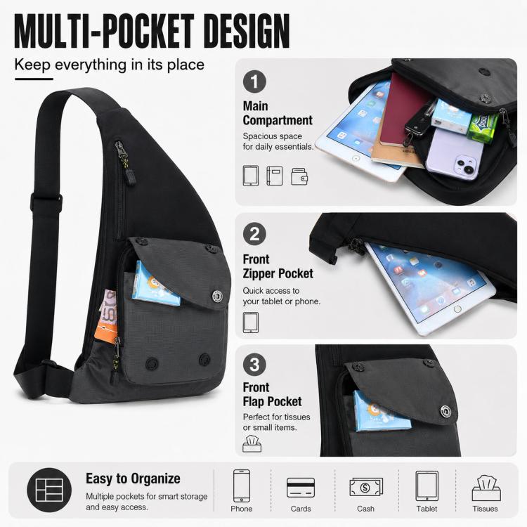 Crossbody Bag Color-Blocked Waterproof Sports Casual Chest Bag