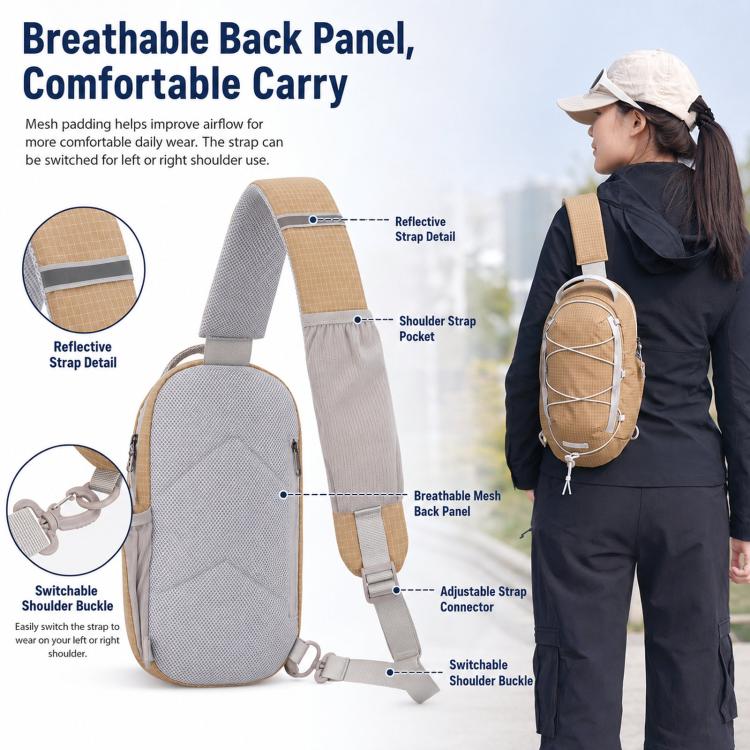 Sports Shoulder Crossbody Bag Lightweight Portable Nylon Waterproof Outdoor Casual Chest Bag