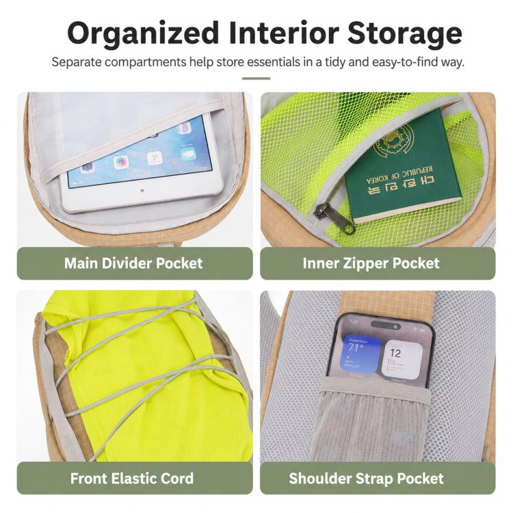 Sports Shoulder Crossbody Bag Lightweight Portable Nylon Waterproof Outdoor Casual Chest Bag