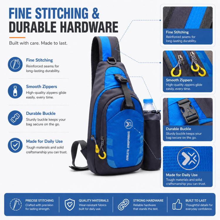 JUNLETU 1028 Outdoor Water Bottle Chest Pack Nylon Waterproof Travel Shoulder Bag