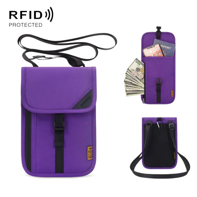 RFID-Protected Card Holder Ticket Coin Organizer Neck-Strap Passport & ID Pouch