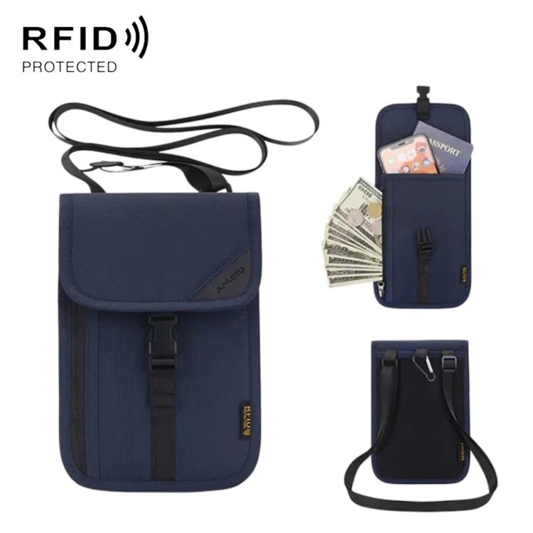RFID-Protected Card Holder Ticket Coin Organizer Neck-Strap Passport & ID Pouch