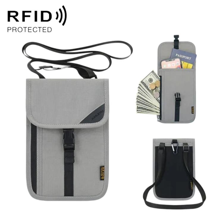 RFID-Protected Card Holder Ticket Coin Organizer Neck-Strap Passport & ID Pouch