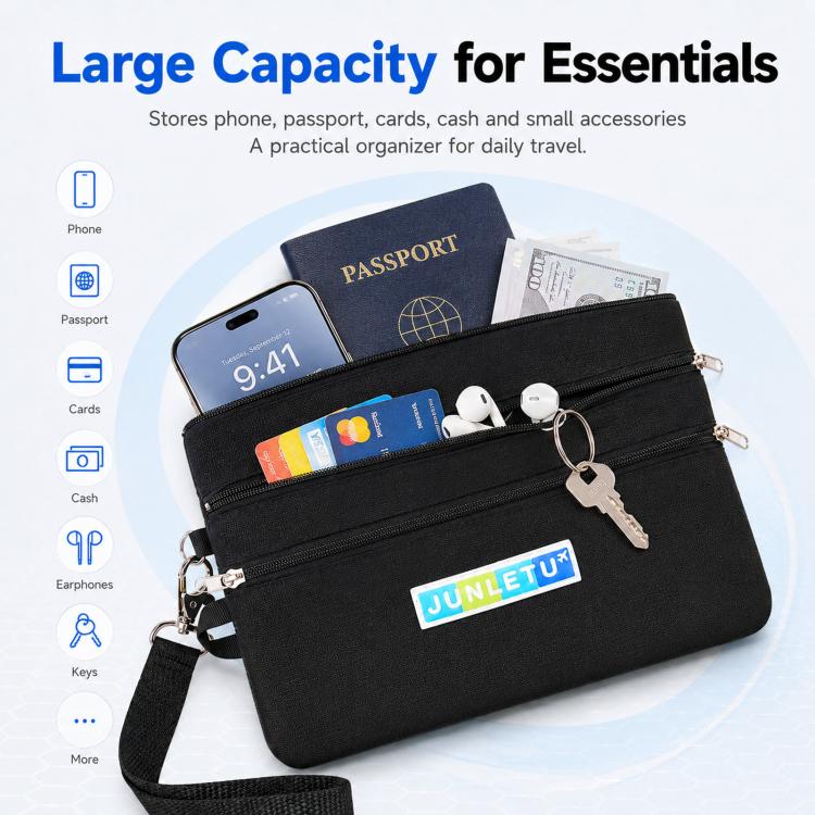 JUNLETU ID Anti-Skimming Card Pouch Multifunctional Coin ID Passport Storage Case