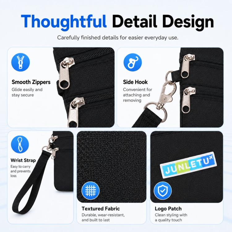 JUNLETU ID Anti-Skimming Card Pouch Multifunctional Coin ID Passport Storage Case