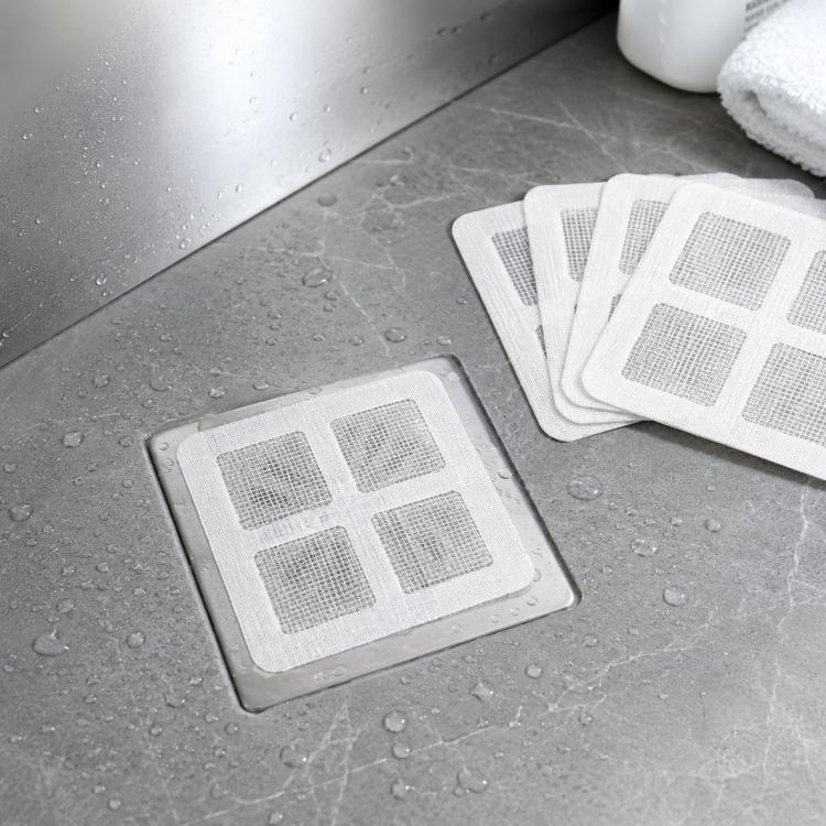 50pcs Disposable Shower Drain Hair Catcher Mesh Stickers Drain Cover Catcher for Bathroom, Bathtub, Kitchen Sink, 4x4 Inch Square