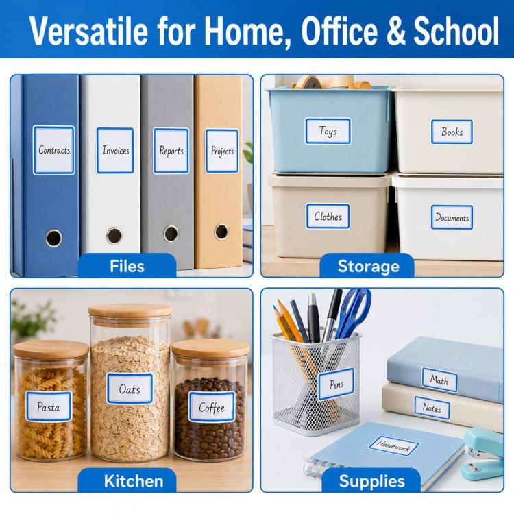 500pcs /Roll Write-On Labels with Color Borders 1.57 x 0.98 Inch Self-Adhesive File Folder Labels Easy Writing Blank Stickers