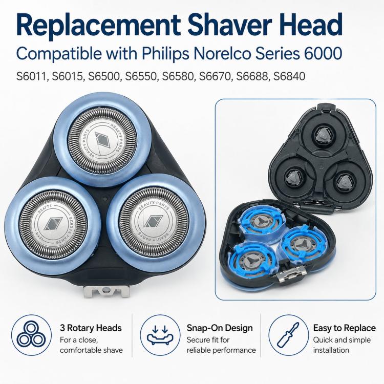Replacement Shaver Head for Philips Norelco Series 6000, Compatible with S6011, S6015, S6500, S6550, S6580, S6670, S6688, S6840