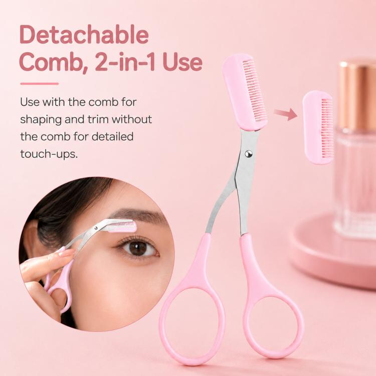 Eyebrow Scissors with Comb 2-in-1 Stainless Steel Curved Eyebrow Trimmer Scissors Beauty Shears for Women