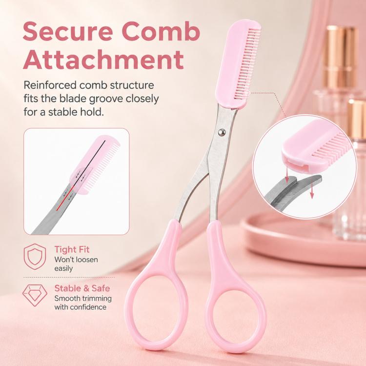 Eyebrow Scissors with Comb 2-in-1 Stainless Steel Curved Eyebrow Trimmer Scissors Beauty Shears for Women