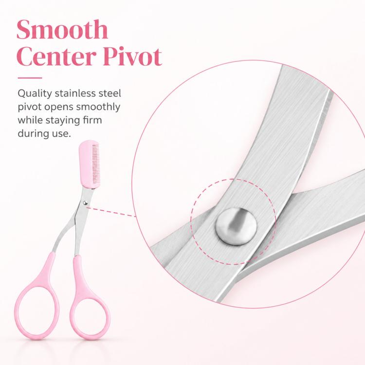 Eyebrow Scissors with Comb 2-in-1 Stainless Steel Curved Eyebrow Trimmer Scissors Beauty Shears for Women