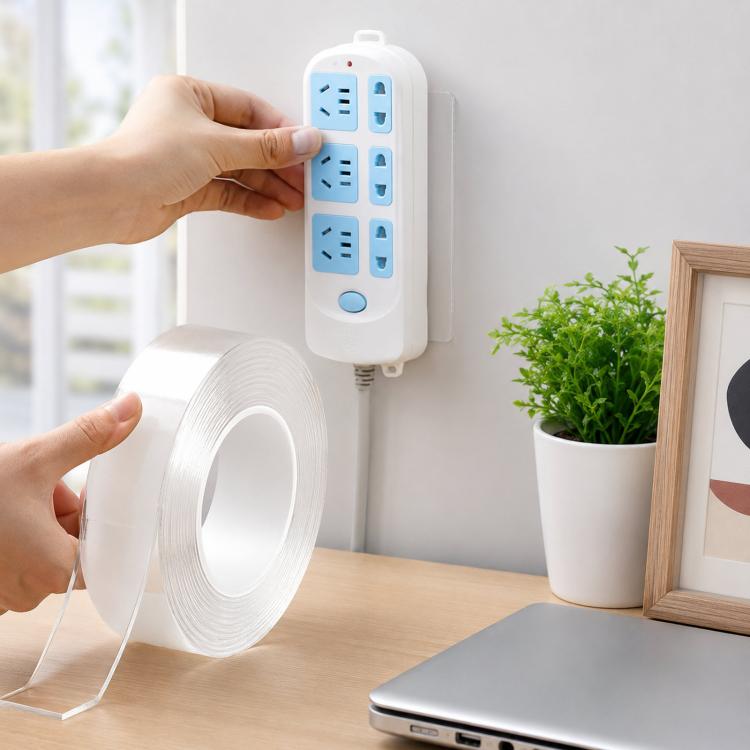 Nano Double Sided Tape Washable Removable Clear Gel Grip Tape Reusable Mounting Tape Waterproof & Removable, 0.04in Thickx1.2in Wide x 3.3ft Long