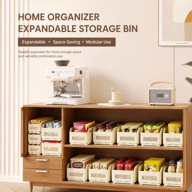 Expandable Drawer Organizer Bins Stackable Plastic Storage Baskets with Slider Lock, 10.5 x 9 x 28cm, 15 x 12 x 28cm, 20 x 15.5 x 28cm