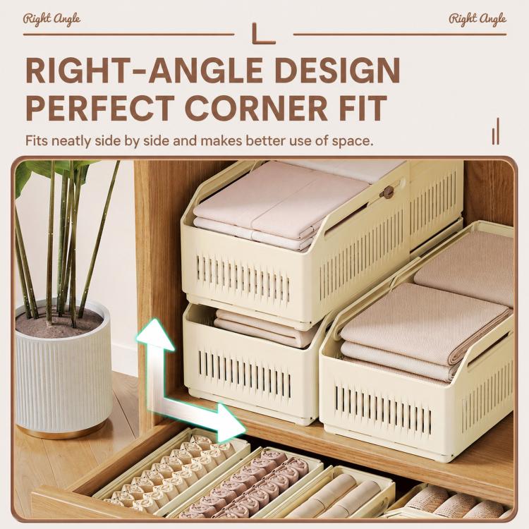 Expandable Drawer Organizer Bins Stackable Plastic Storage Baskets with Slider Lock, 10.5 x 9 x 28cm, 15 x 12 x 28cm, 20 x 15.5 x 28cm
