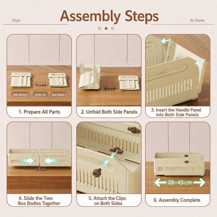 Expandable Drawer Organizer Bins Stackable Plastic Storage Baskets with Slider Lock, 10.5 x 9 x 28cm, 15 x 12 x 28cm, 20 x 15.5 x 28cm