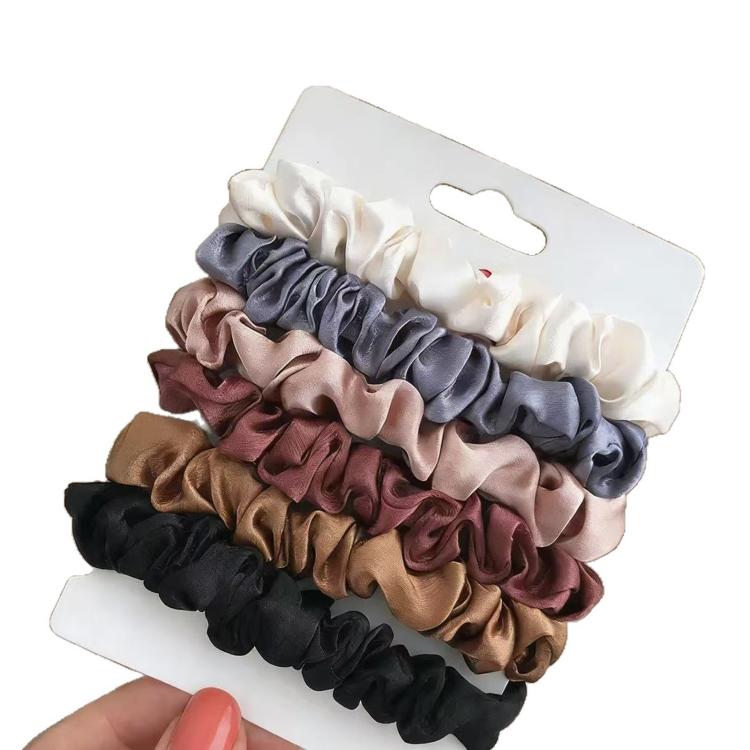 6pcs /Pack Satin Hair Scrunchies Set Minimalist Soft Hair Ties for Women and Girls Gentle No-Damage Silk-Like Hair Accessories