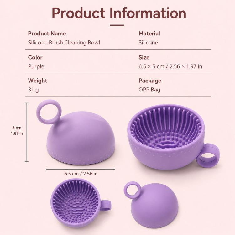 Handheld Silicone Makeup Brush Cleaning Bowl 2-in-1 Travel Cosmetic Brush Scrubber Cup with Hanging Loop