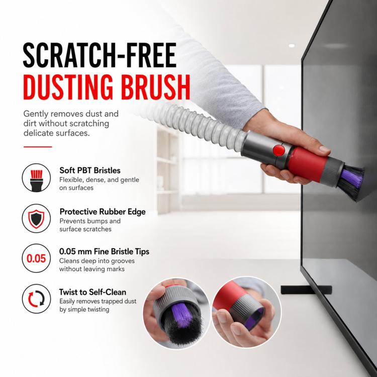 Scratch-Free Dusting Brush Accessories Kit For Dyson V7 V8 V10 V11 V15 Vacuum Attachment Set, 3-in 1 Red, 3-in-1 Gray, 4-in-1 Red, 4-in-1 Gray