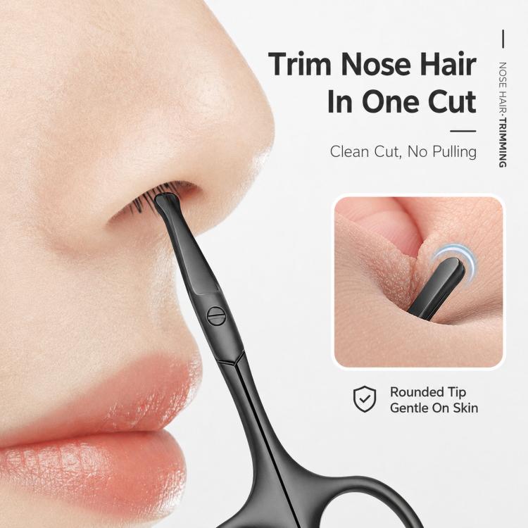 Safety Nose Hair Scissors for Men & Women Curved Facial Hair Trimming Scissors Stainless Steel Grooming Scissors
