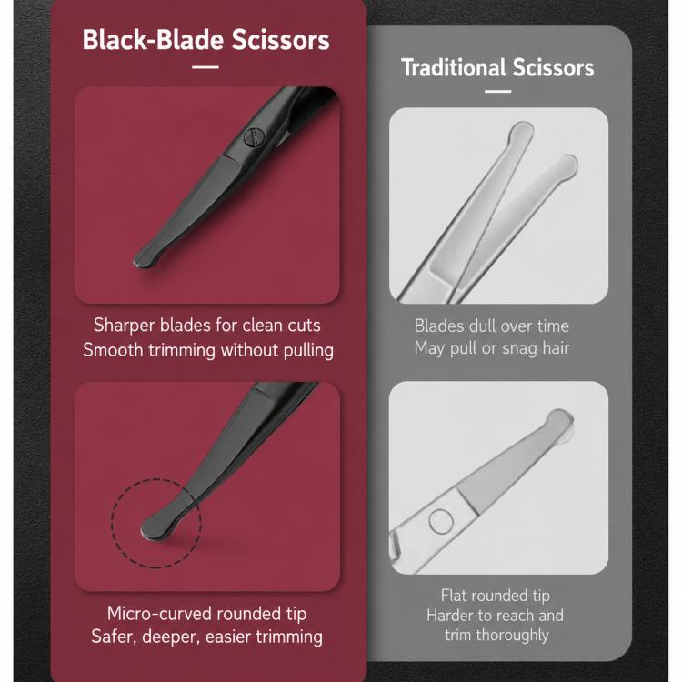 Safety Nose Hair Scissors for Men & Women Curved Facial Hair Trimming Scissors Stainless Steel Grooming Scissors