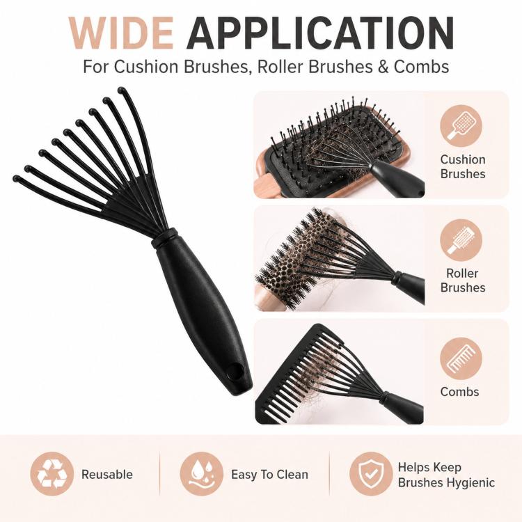 Hair Brush Cleaner Tool Mini Hairbrush Cleaning Rake Hair Remover Claw Comb Cleaner for Removing Hair, Dust, and Lint from Airbag Cushion & Roller Brushes