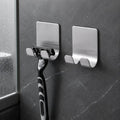 2pcs /Pack Adhesive Stainless Steel Razor Holder for Shower Wall No-Drill Shaver Hanger Utility Storage Hook Multi-Purpose Wall Organizer