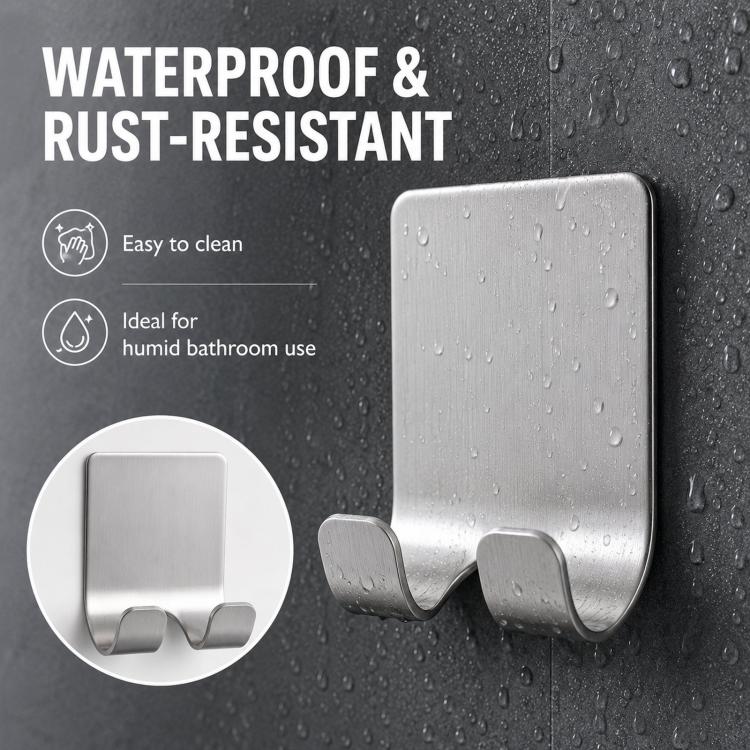 2pcs /Pack Adhesive Stainless Steel Razor Holder for Shower Wall No-Drill Shaver Hanger Utility Storage Hook Multi-Purpose Wall Organizer