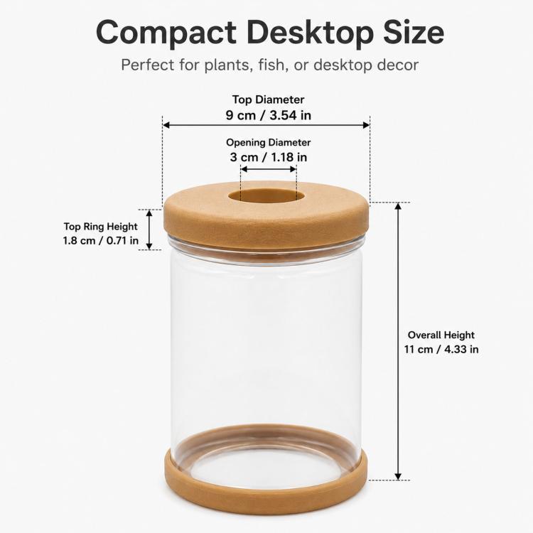 PET Plastic Hydroponic Planter Clear Self-Watering Plant Pot with Soft Silicone Plug & Non-Slip Base, Shatterproof Desktop Vase and Mini Fish Bowl for Pothos, Ivy, Herbs