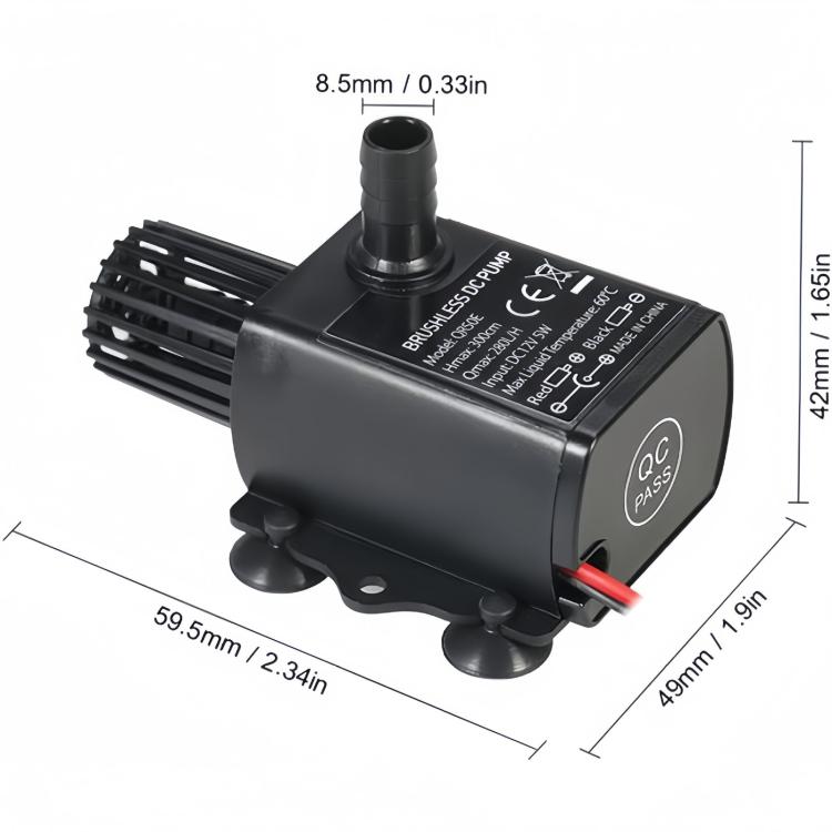 DC Submersible Pump For Aquariums Filters Booster Pumps, QR50R 5V 1.2W-USB, QR50D 12V 10W-DC, QR50B 5V 4.8W-USB