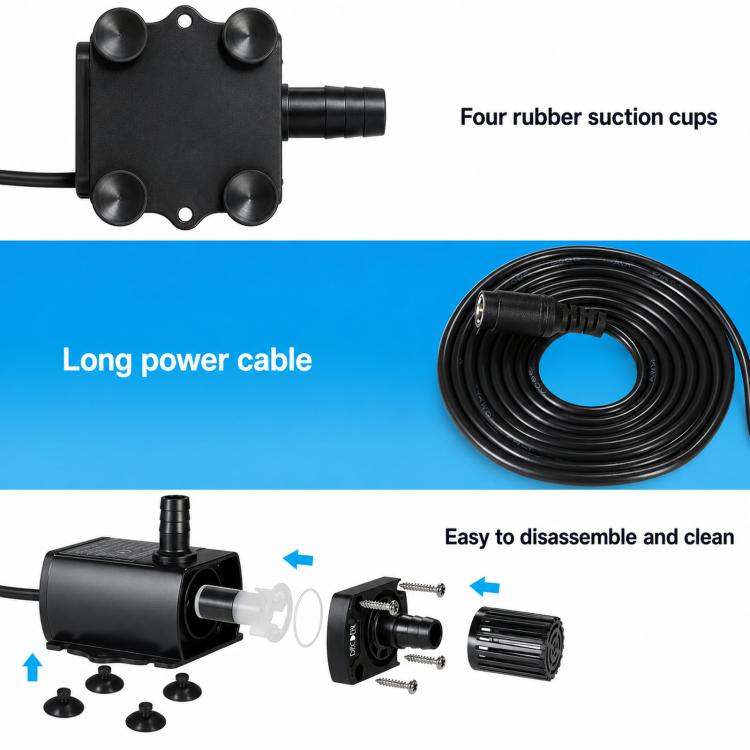 DC Submersible Pump For Aquariums Filters Booster Pumps, QR50R 5V 1.2W-USB, QR50D 12V 10W-DC, QR50B 5V 4.8W-USB