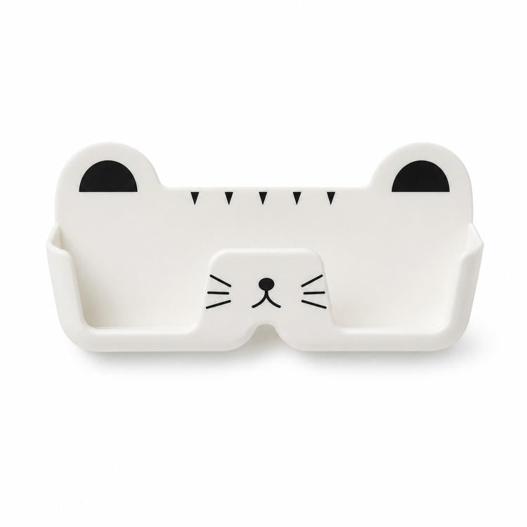 Cute Cat Wall Mounted Glasses Holder Punch-Free Adhesive Eyeglass Organizer Stand Space-Saving Sunglasses Storage Box for Bedside, Closet, Vanity, Car