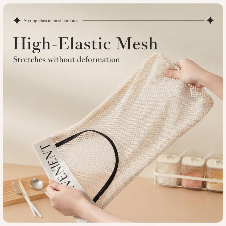 2pcs /Pack Grocery Bag Holder, Detachable Wall-Mount Mesh Storage Bag With Adhesive Hook And Loop, Elastic Plastic Bag Dispenser For Kitchen Cabinet Door
