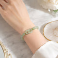 Simulated Jade Beaded Bracelet Elegant Green Glass Gemstone Jewelry Gift For Women