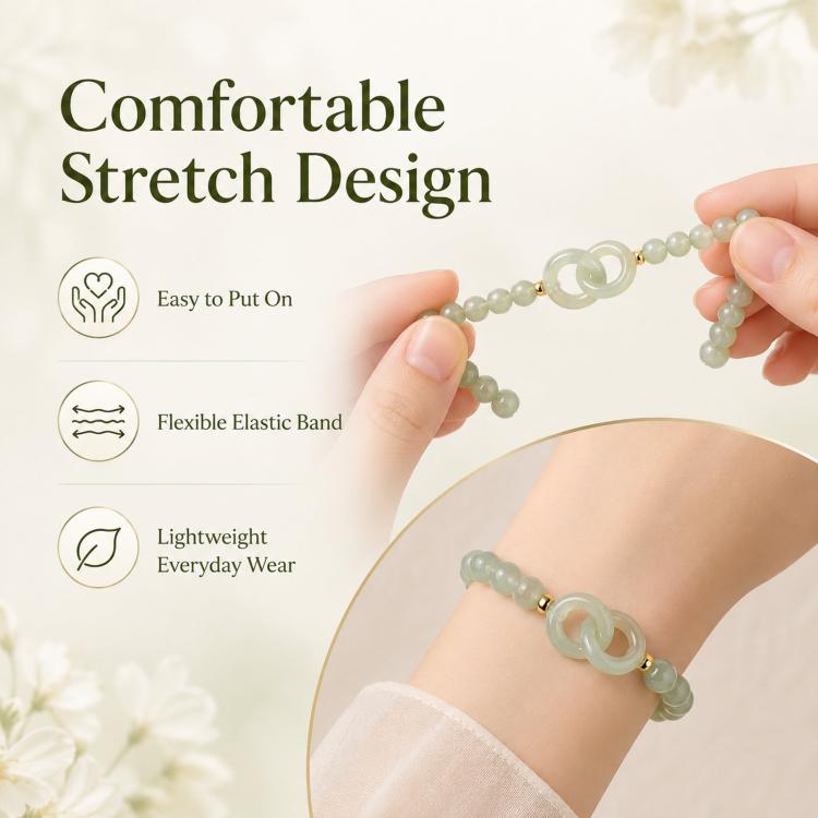 Simulated Jade Beaded Bracelet Elegant Green Glass Gemstone Jewelry Gift For Women