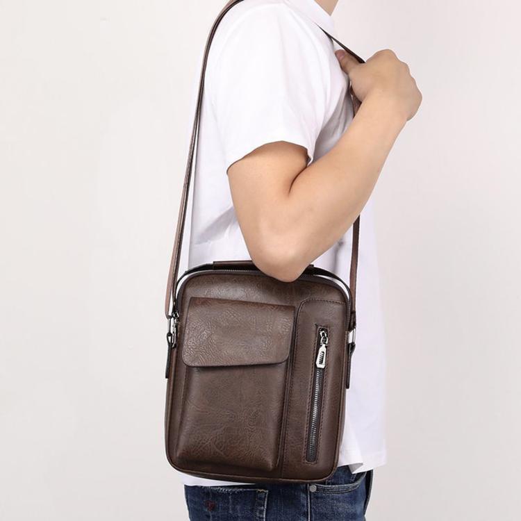 Men Vintage Business Shoulder Bag, Large Capacity Casual Crossbody Bag